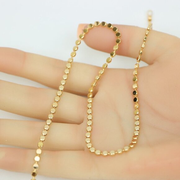 "Flat Disc Rose Gold Necklace Chic Reflective Shine, XPNL0136 - Picture 2 of 12